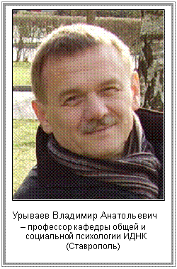 Подпись:  

Урываев Владимир Анатольевич   
   – профессор кафедры общей и   
      социальной психологии ИДНК   
                       (Ставрополь)


